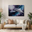 «Space Futuristic vaisseau spatial», art mural en métal gris