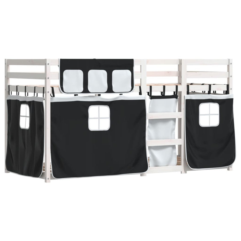 Arlott Solid Wood Bed, White/Black, European Single (90 x 200cm)