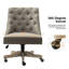 Chaise de travail capitonnée à boutons H 38,5 po Vail avec base en bois manufacturé et massif-293470521