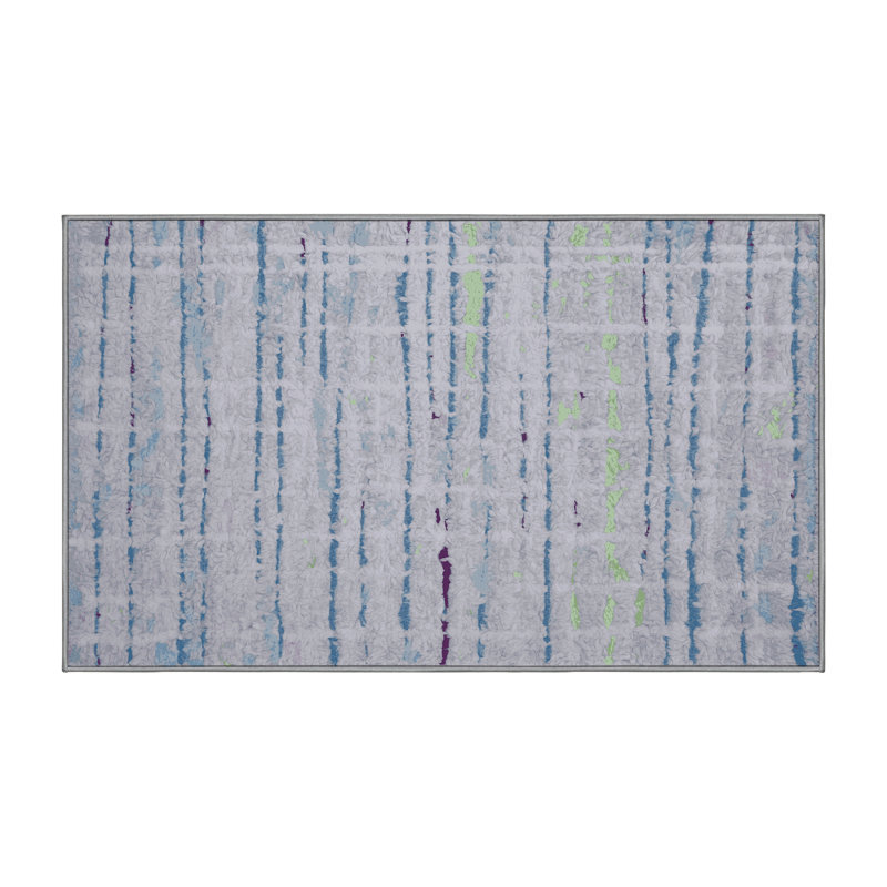 Machine Washable Gray Area Rug, Runner 2' x 5'