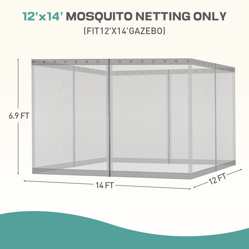Moustiquaire pour pavillon de jardin Aoodor, H 82,68 po x l 144 po x P 168 po, Gris