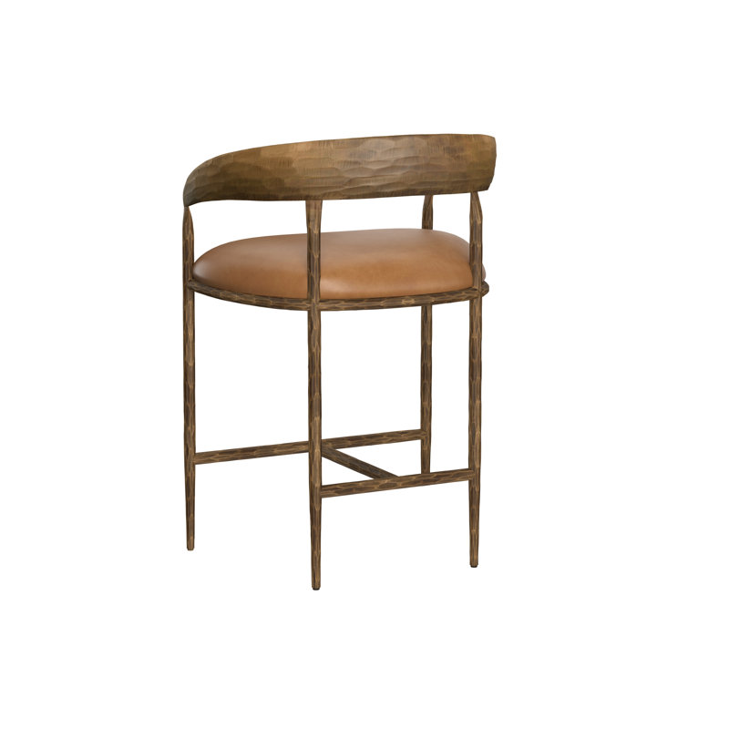 Zanatta Counter Stool - Tan Leather, Counter Stool (26.5" Seat Height), Tan
