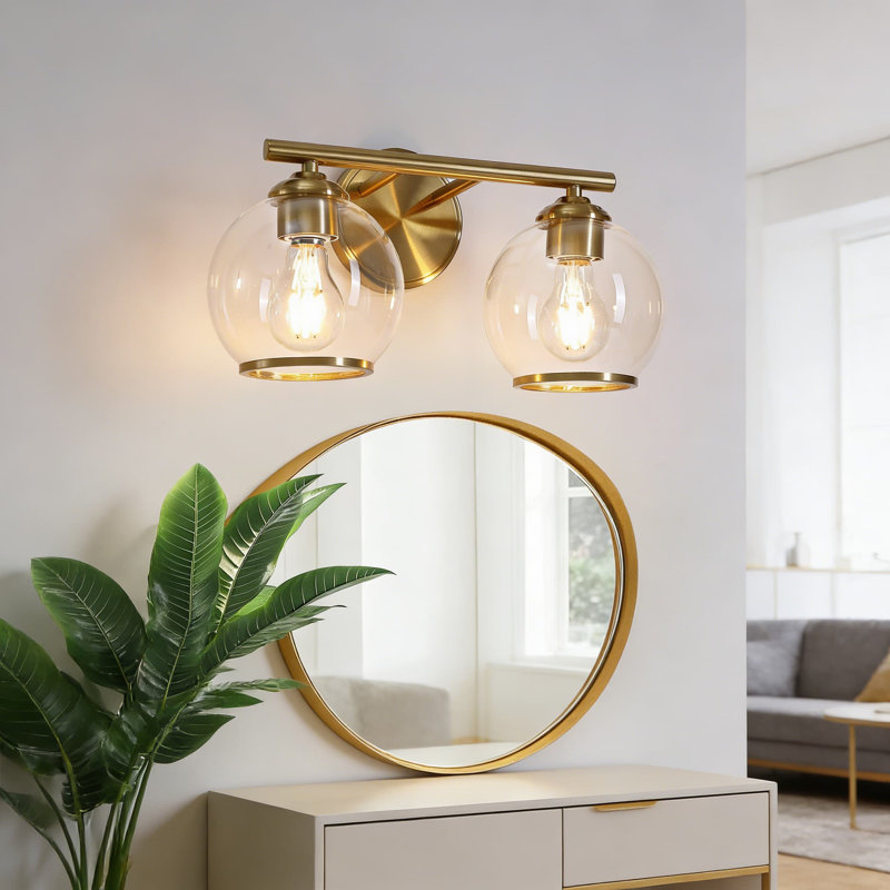 Luminaire de salle de bain Modern, Transparent, Or brossé