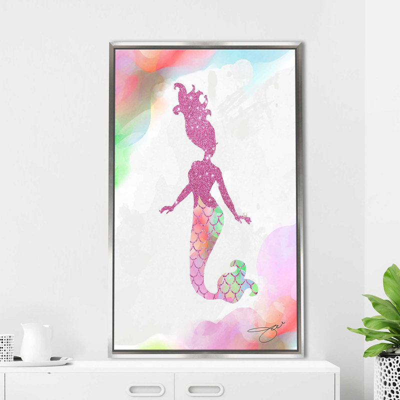 «Mermaid 2 (Vertical)» par Jodi - impression, Cadre flottant argent, H 63,5 po x l 39,5 po x P 2 po