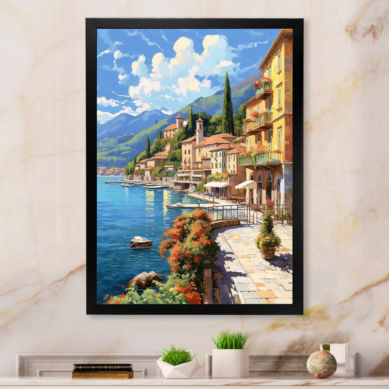 La Dolce Italian Beachside II - Italie, reproduction sur toile encadrée, H 32 po x l 24 po, Cadre photo unique, Noir