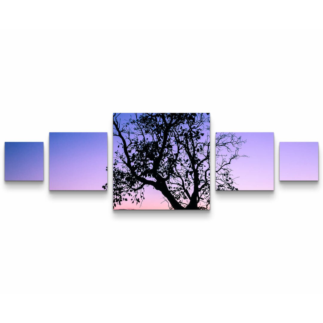 5-tlg. Leinwandbilder-Set Baum Silhouette