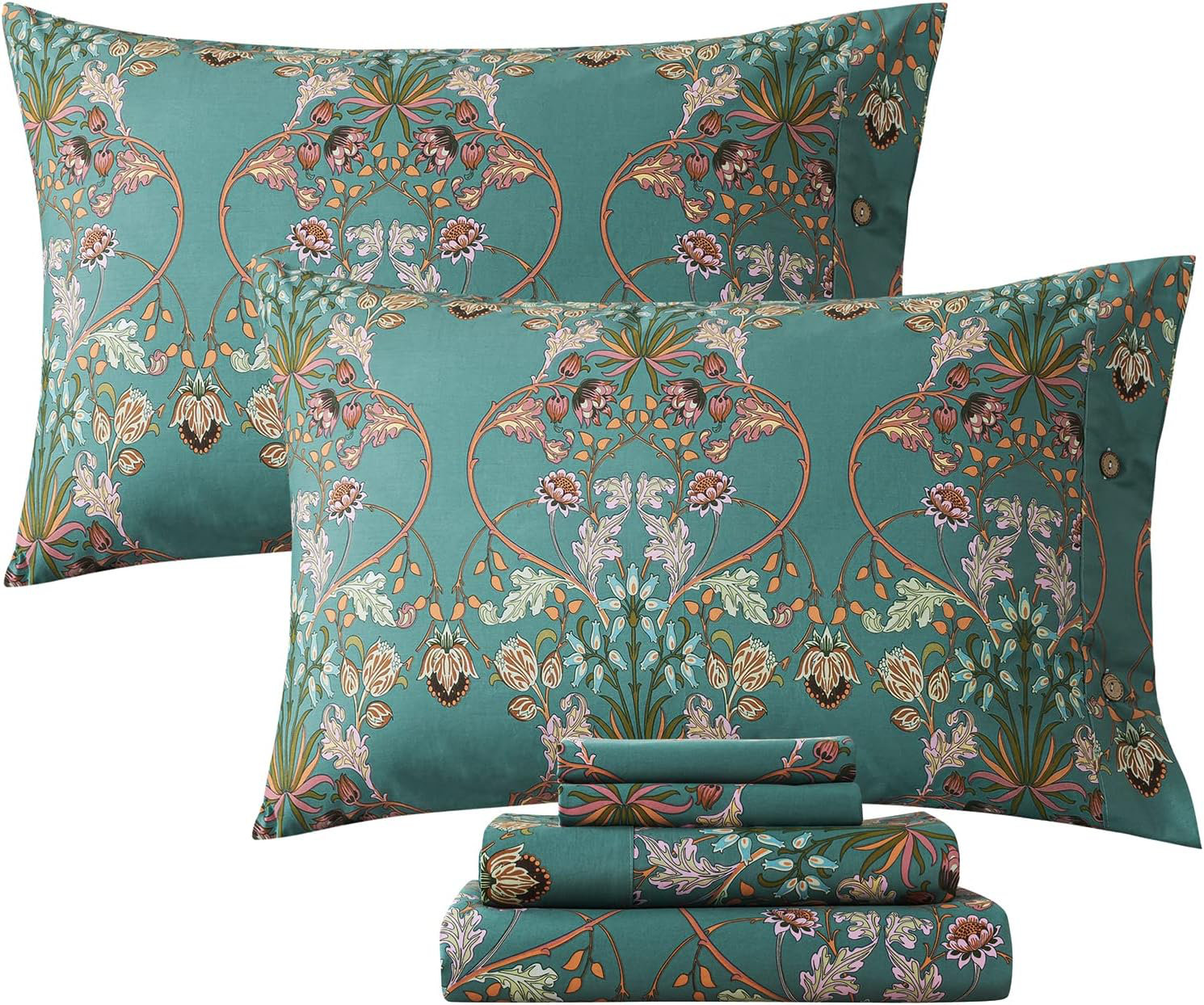 GLETED Twin Sheets Floral Bed Sheet Percale Cotton Shabby Vintage Chic ...
