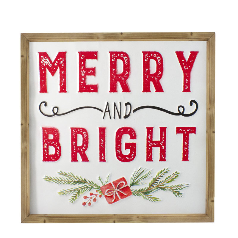 16 "Merry And Bright", panneau de Noël en métal encadré en bois