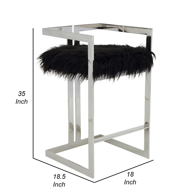 Tabouret Odin, Blanc, Tabouret de bar (siège d'une hauteur de 30 po), Argent