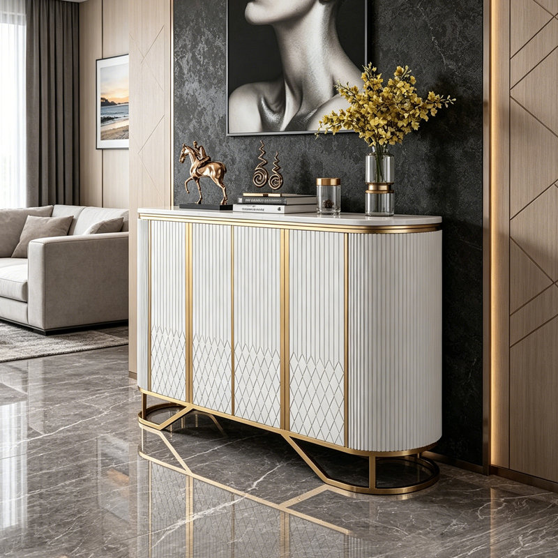 Buffet multifonctionnel de style italien, H 35,43 po x l 59,06 po x P 15,75 po, Blanc