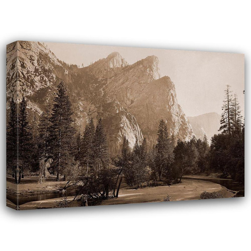 Watkins, Carleton Plus loin dans la vallée, The Three Brothers, le plus haut, 3830 pi, Yosemite, CA