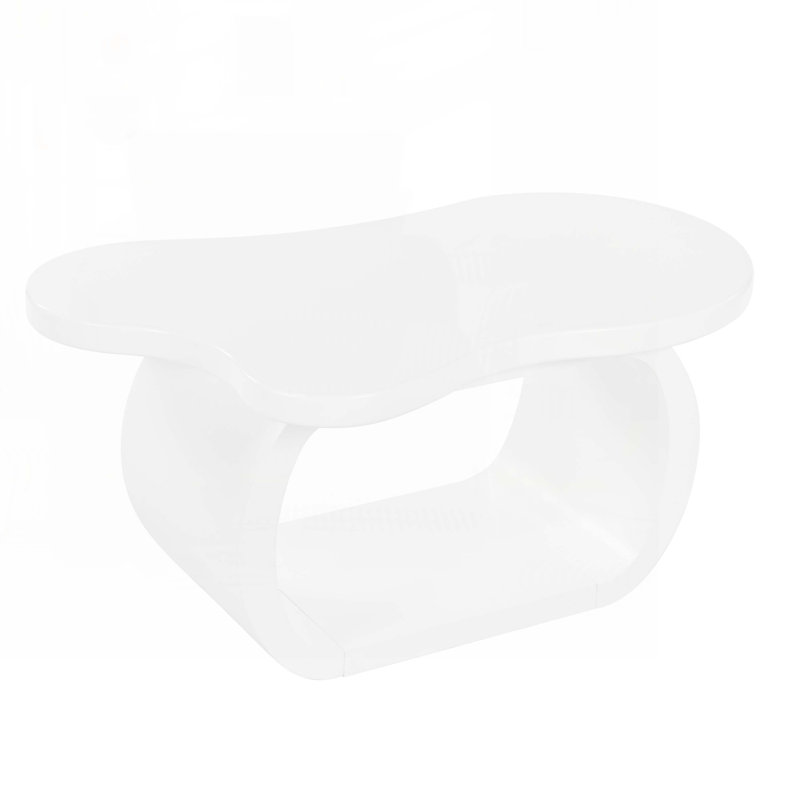 Table basse à plateau en bois avec pieds courbés Cloud, Blanc