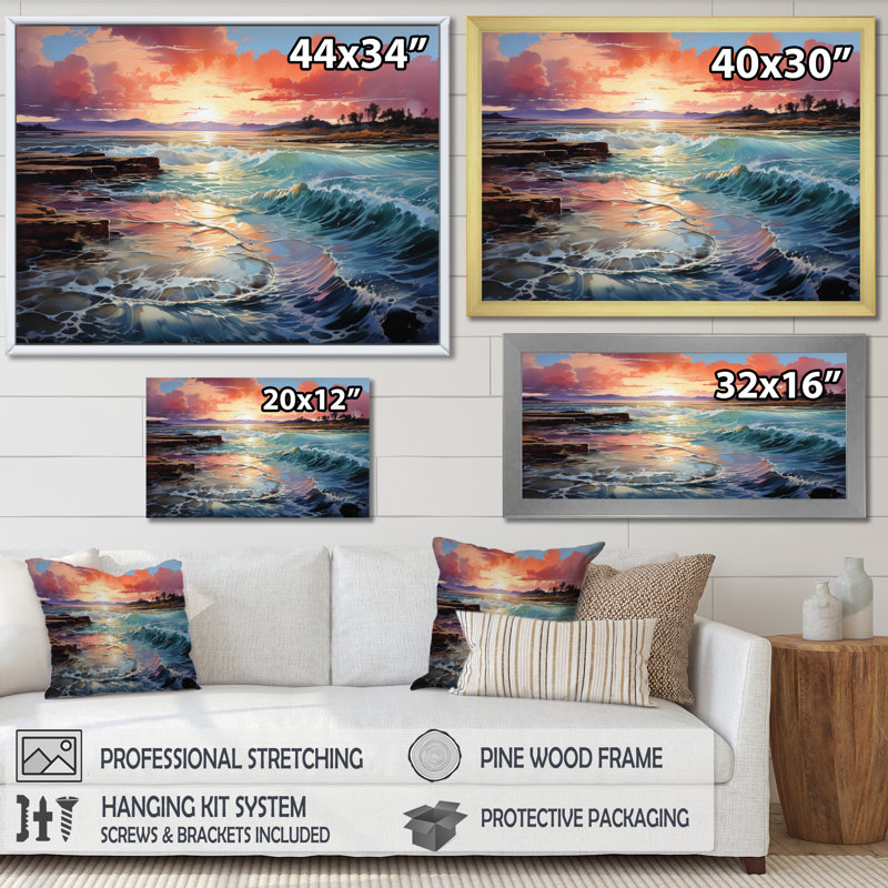 Rokas Storm Stormy Reflections sur impression sur toile, Cadre flottant blanc, 24" H x 32" W