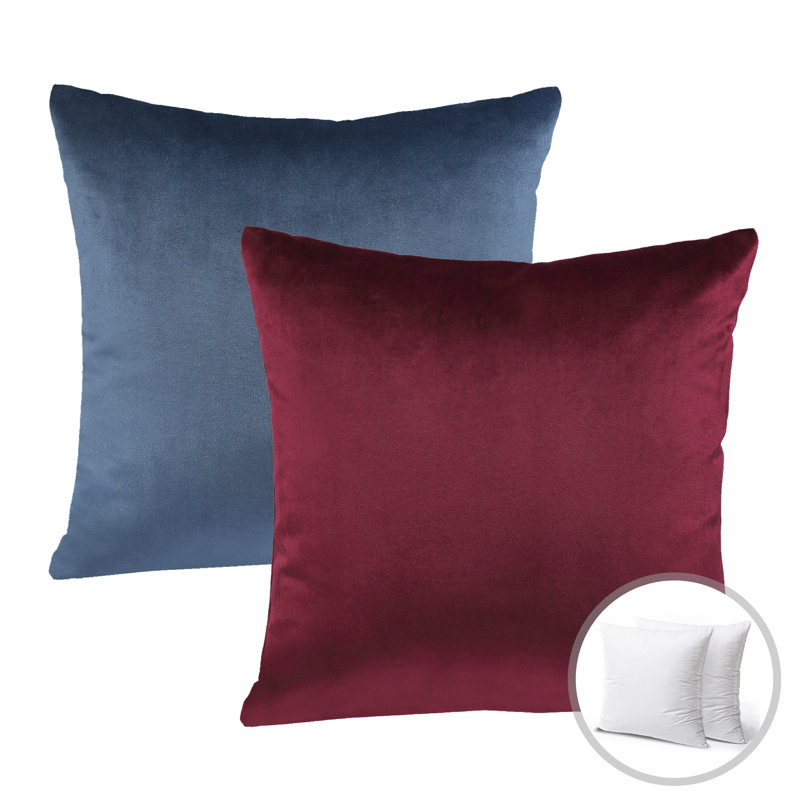 Reversible Throw Pillow, 18"H x 18"W, Dark Red/Dark Blue