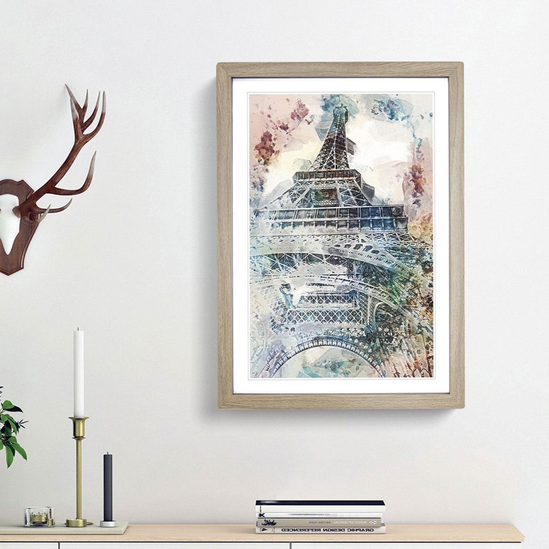The Eiffel Tower in Paris in Abstract - Picture Frame Painting Print