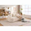 Causeuse de canapé courbée moderne, dossier amélioré, canapé de compression en chenille blanc cassé 2 places avec 3 coussins, canapé modulaire minimaliste-1866138405