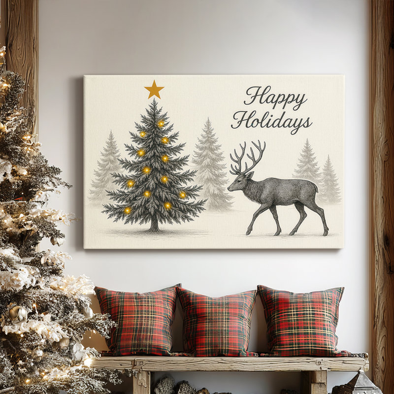 Tinsel - crèche de Noël dorée - toile tendue de qualité supérieure, H 18 po x l 12 po