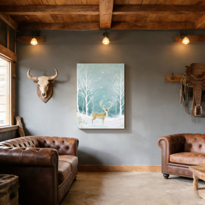 «Winter Wonderland Deer», art mural en bois à l'arrière, 30 L x 20 l
