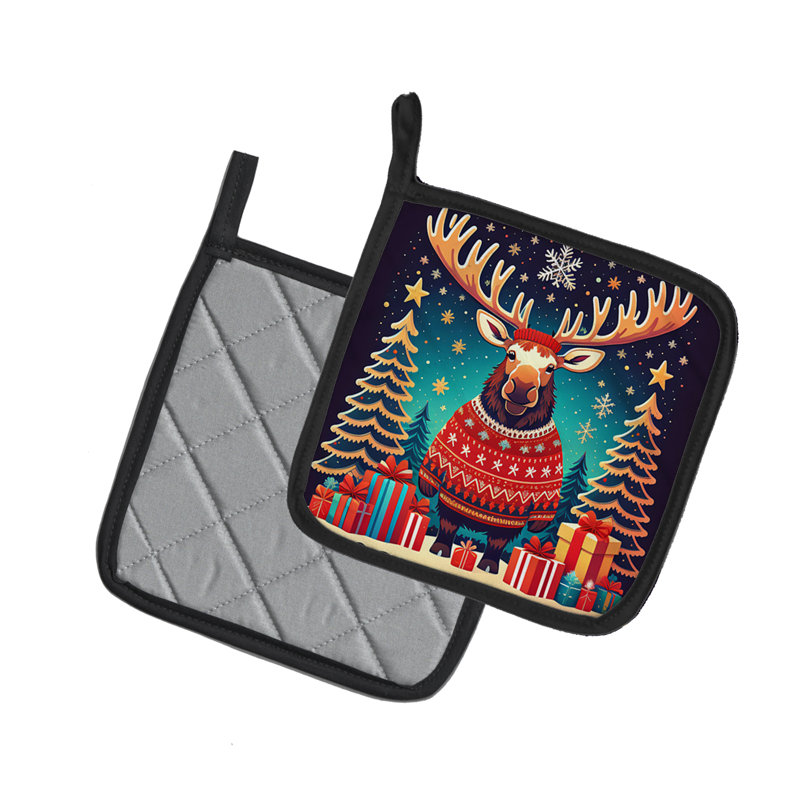 Paire de porte-casseroles Moose Christmas
