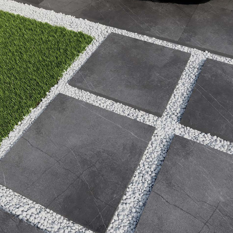 Epiro R11 24" x 24" Porcelain Concrete Look Wall & Floor Tile, Black