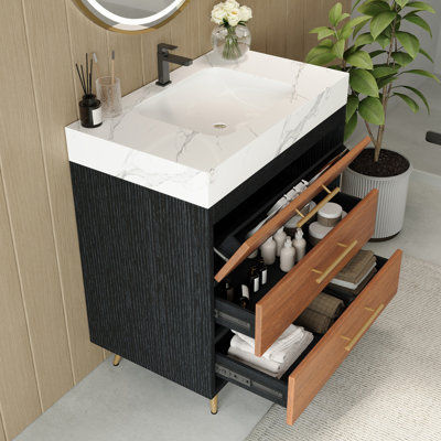 Meuble-lavabo autoportant moderne avec lavabo