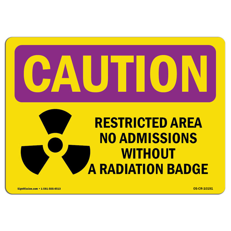 Enseigne d'insigne «Radiation Zone restreinte», H 12 po x l 18 po x P 0,1 po