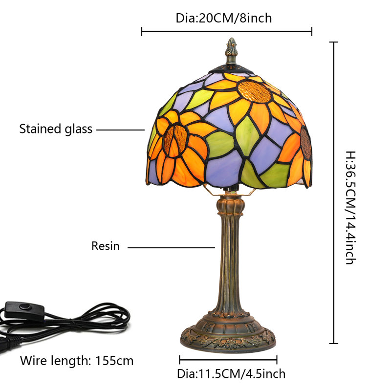 Lampe de table 14 po H Tiffany, Sunflower