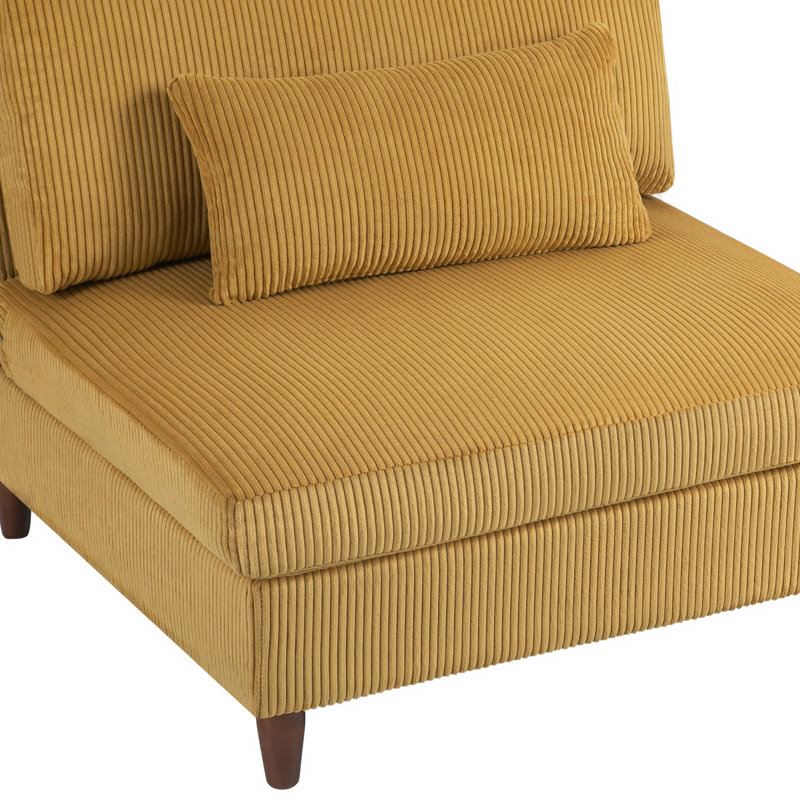 Seemab 102.1Cm Wide Slipper Chair, Orange Corduroy