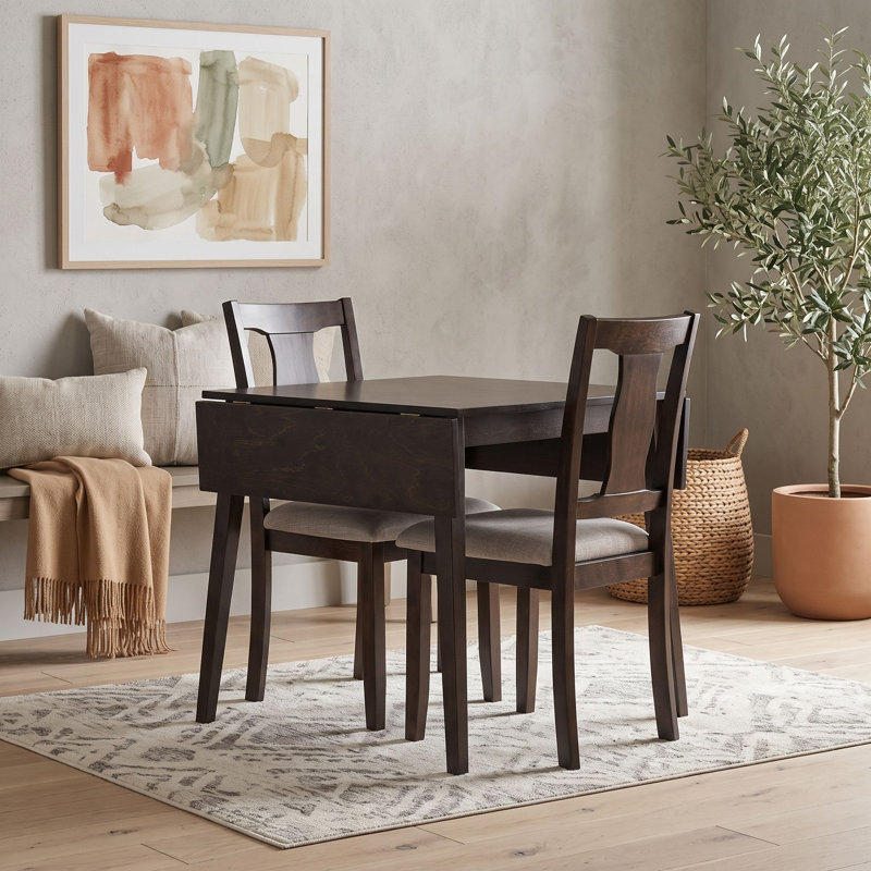 Ensemble de table de salle à manger pliable 3 pièces avec rallonge et chaises rembourrées pour la salle à manger