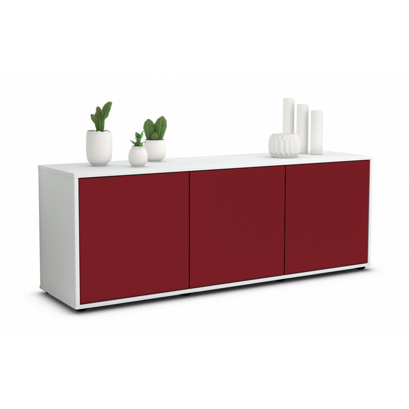 Fredrick Unfinished TV Stand for TVs up to 60, Red / Matte White