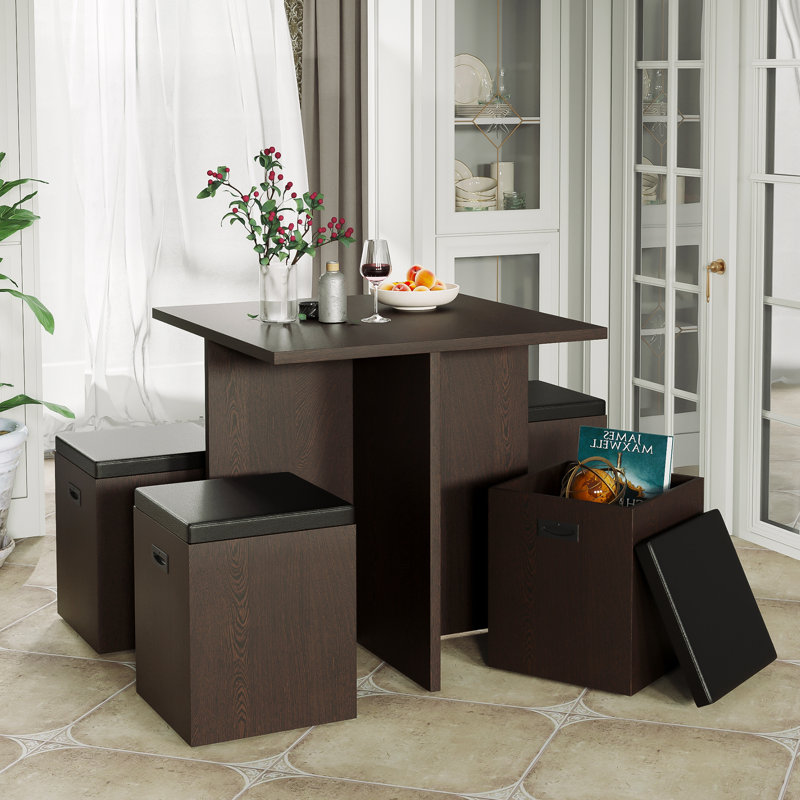Alpert 4 - Person Pedestal Dining Set, Espresso