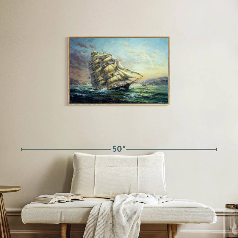 Clipper Ship Surprise, Cadre flottant en bois naturel, 31 po x 21 po