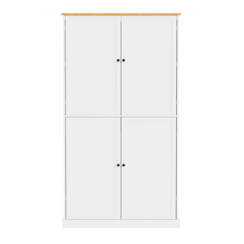  Grand garde-manger autoportant avec tablettes réglables et 8 tablettes de porte, Blanc