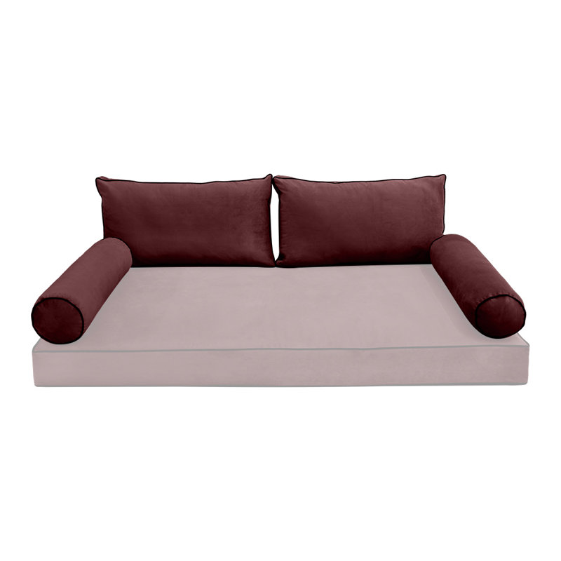 Velvet T-Cushion Daybed Slipcover, Rose Red Velvet