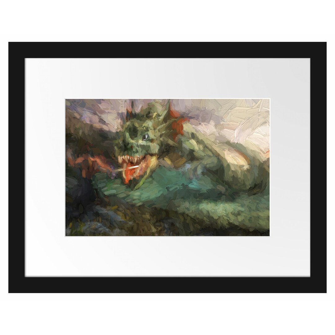 Dragon Fights Warriors Gerahmtes Fotokunstdruck Poster