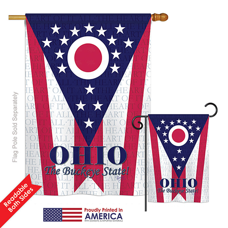 Ensemble de 2 drapeaux verticaux décoratifs en polyester à 2 côtés ohio americana