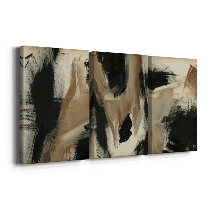 Baked Paintstrokes I - Toile tendue sur mesure avec châssis - 3 pièces, H 60 po x l 120 po