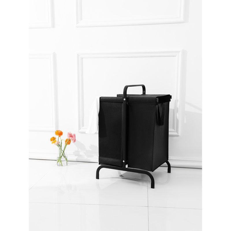 Large Capacity 110L 2 Laundry Hamper With Lid, Black For Clothing, Clothes