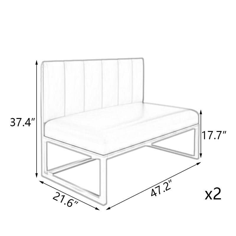 Banc de restaurant moderne et simple (ensemble de 2), Rose