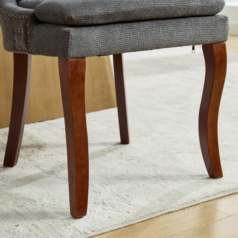 Ensemble de 2 chaises de salle à manger, chaise d'appoint rembourrée, Gris chenille