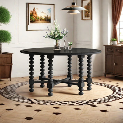 Round multilayer solid board dining table