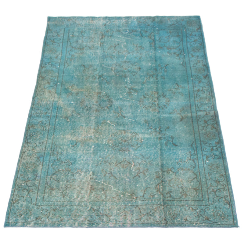 Tapis turquoise à transition de couleur 3 pi 8 po x 6 pi 11 po