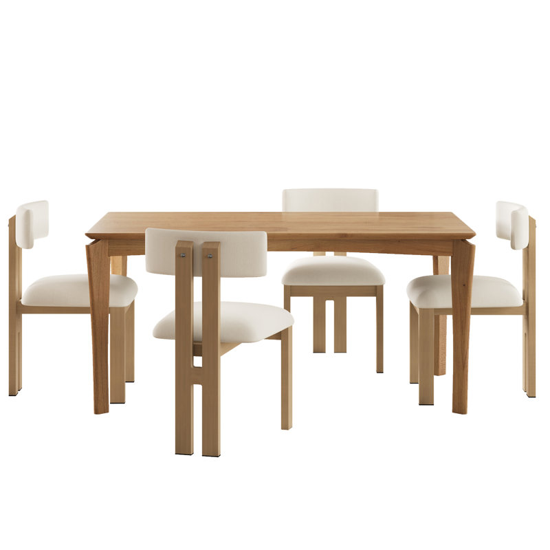 Uecker 5-Piece Dining Set, Natural Oak, Beige