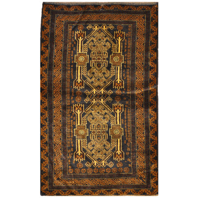 One-of-a-Kind Hand-Knotted Balouchi Brown/Orange/Beige 2'8" x 4'5" Wool Area Rug