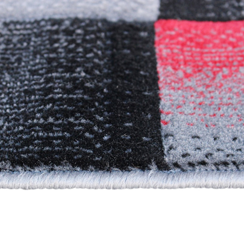Tapis intérieur rouge et gris à motif géométrique de style moderne Abbie-May, Rectangle 5 pi x 7 pi