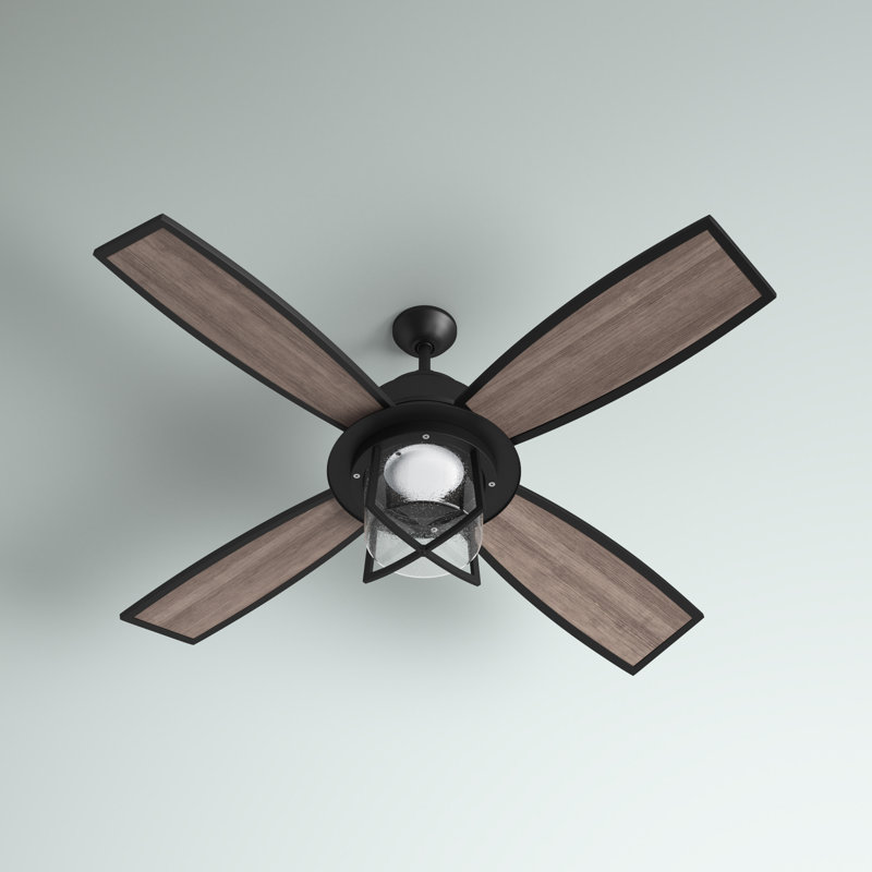 52'' Ceiling Fan with LED Lights, Flat Black