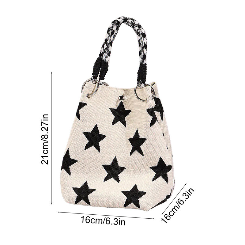 Sac à main tressé en plastique à motif étoiles, sac à main tricoté, léger et élégant, idéal pour les déplacements quotidiens, petit sac de rangement