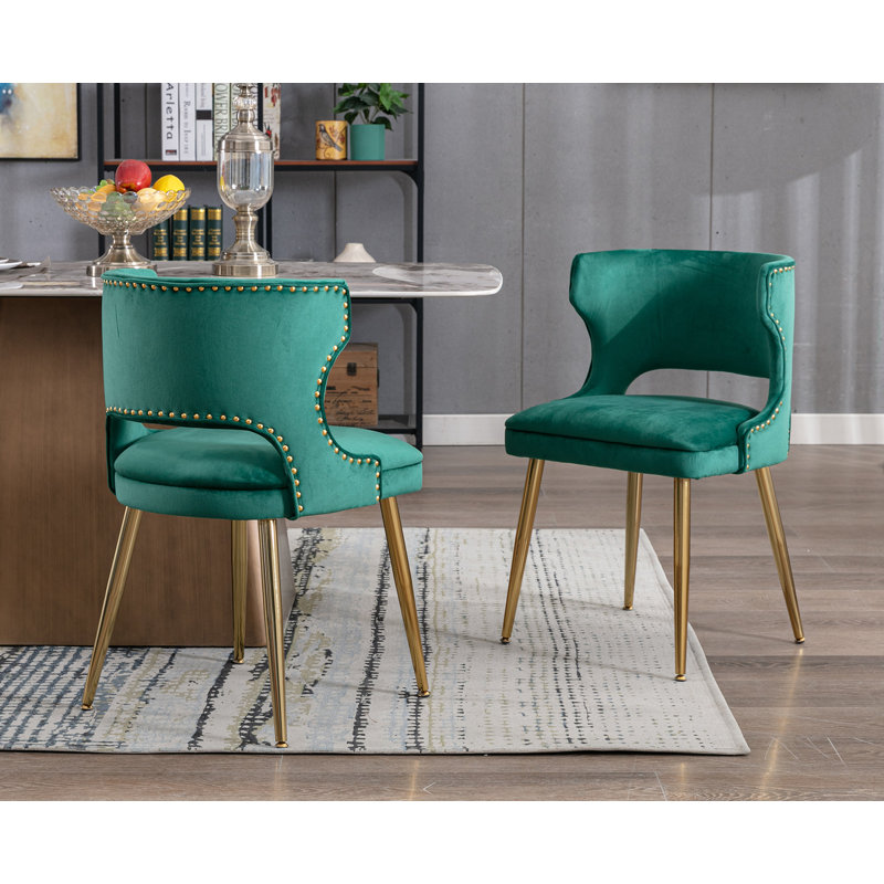 Fauteuil à oreilles en velours khanya, Vert