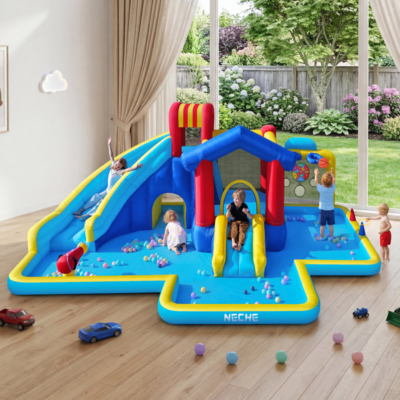 Glissoire gonflable 17,9 pi x 11,8 pi avec trampoline et souffleur d'air