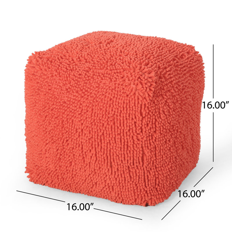 Sunny Square Pouf, Coral